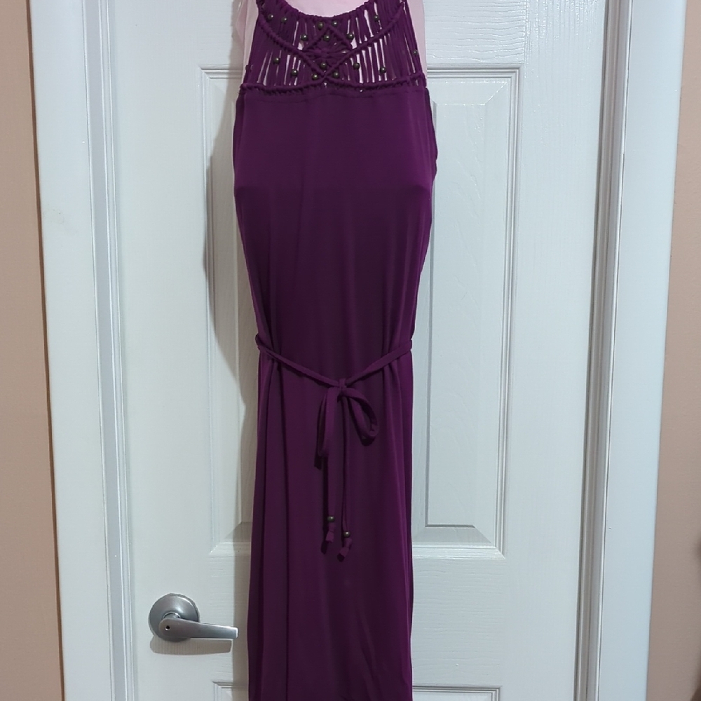 Plum Summer Dress with Beaded Neckline, a.n.a. Size S